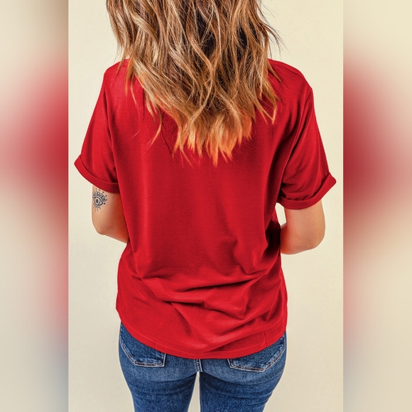 USA American Graphic Shirt Floral Patriotic Womens Top Lightweight Short Sleeve - Picture 6 of 14